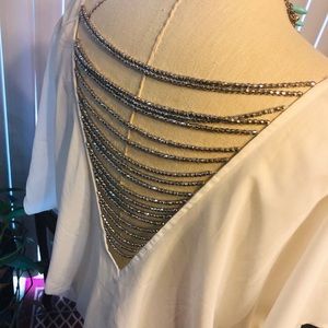 White Blouse W/ Rhinestone Back